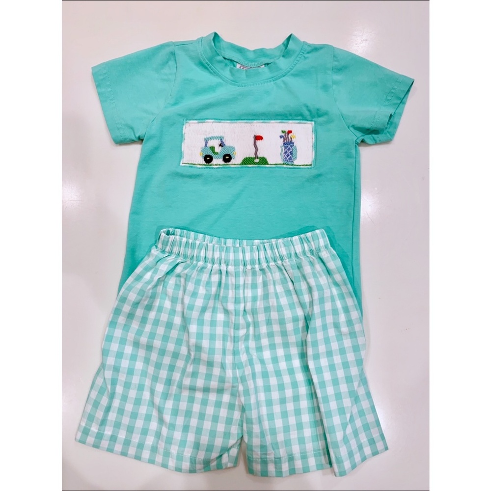 Toddler Boy Smocked Knit Shirt & Short Set 2T